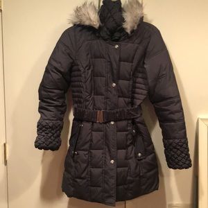 Betsey Johnson dark grey puffer coat with hood